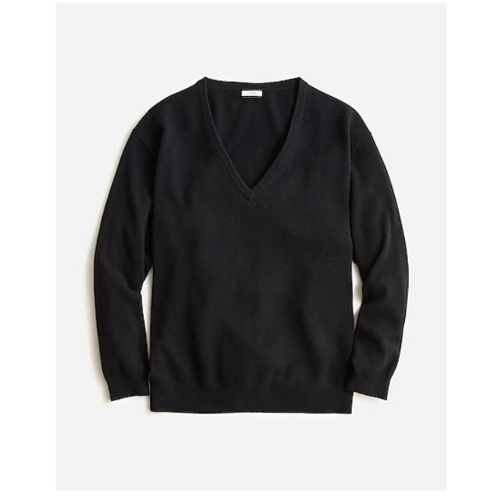 J. Crew Cashmere relaxed V-neck sweater Medium Black